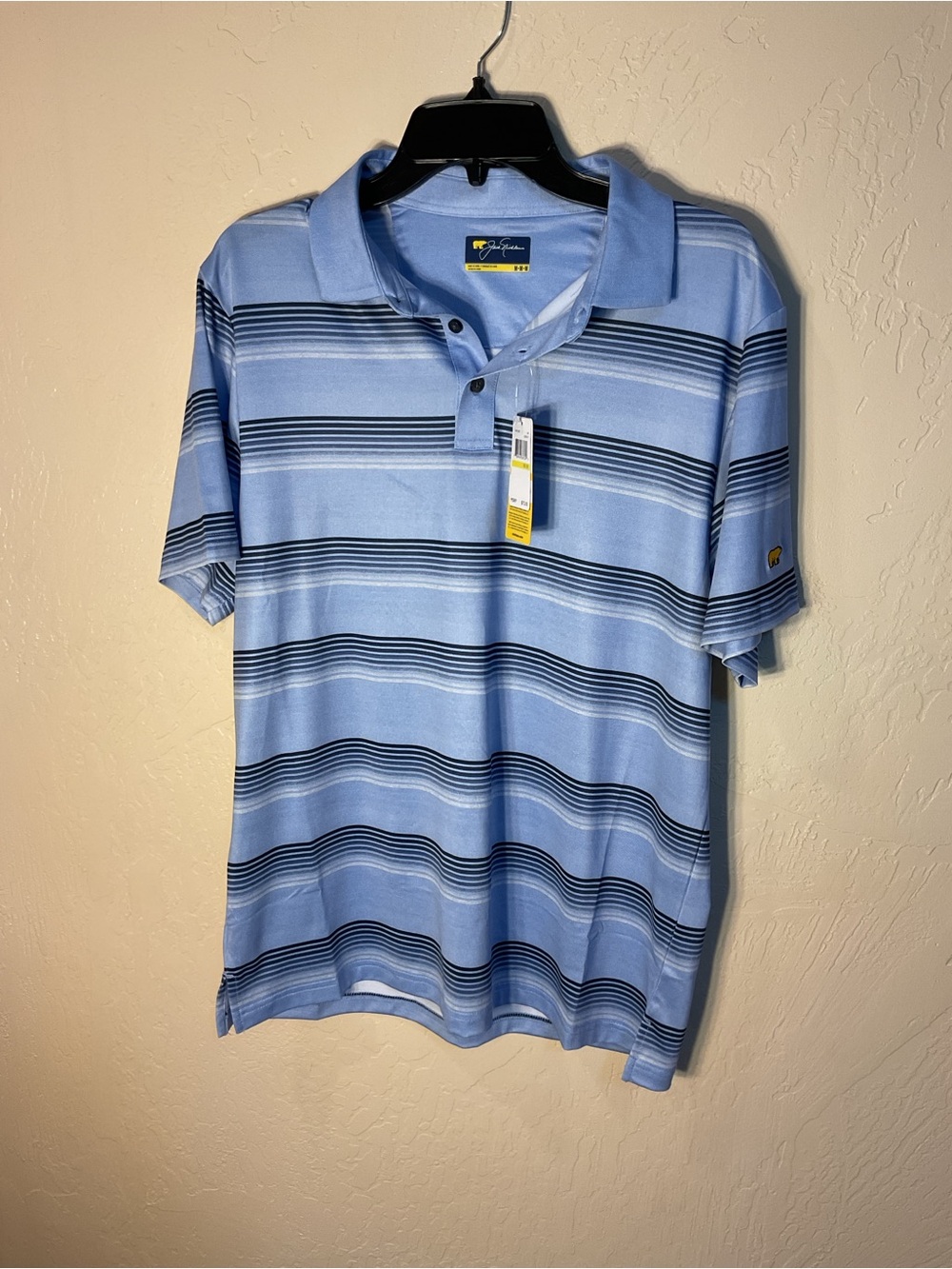 Original Jack Nicklaus Blue Striped Short-Sleeve Polo medium